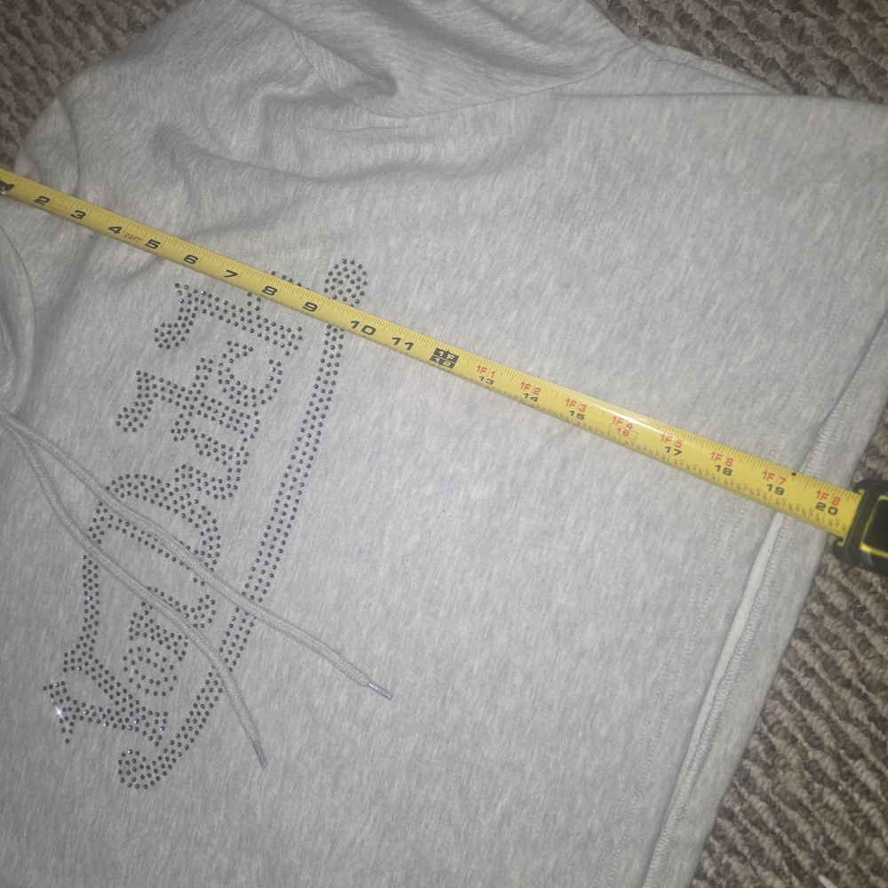 🆕️True Religion Gray Rhinestone Cropped Hoodie ✨ Y2K Streetwear - Picture 7 of 9